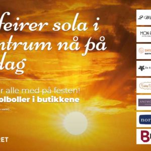 Vi feirer SOLA i Sentrum nå på lørdag – hjertelig velkommen!